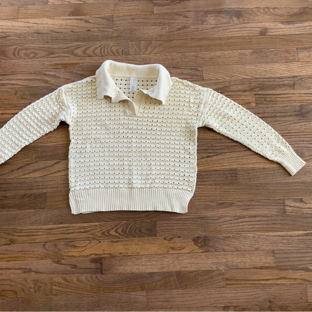 Cream Knit Collared Sweater